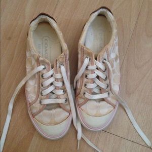 Coach sneakers logo authentic women's white pearl